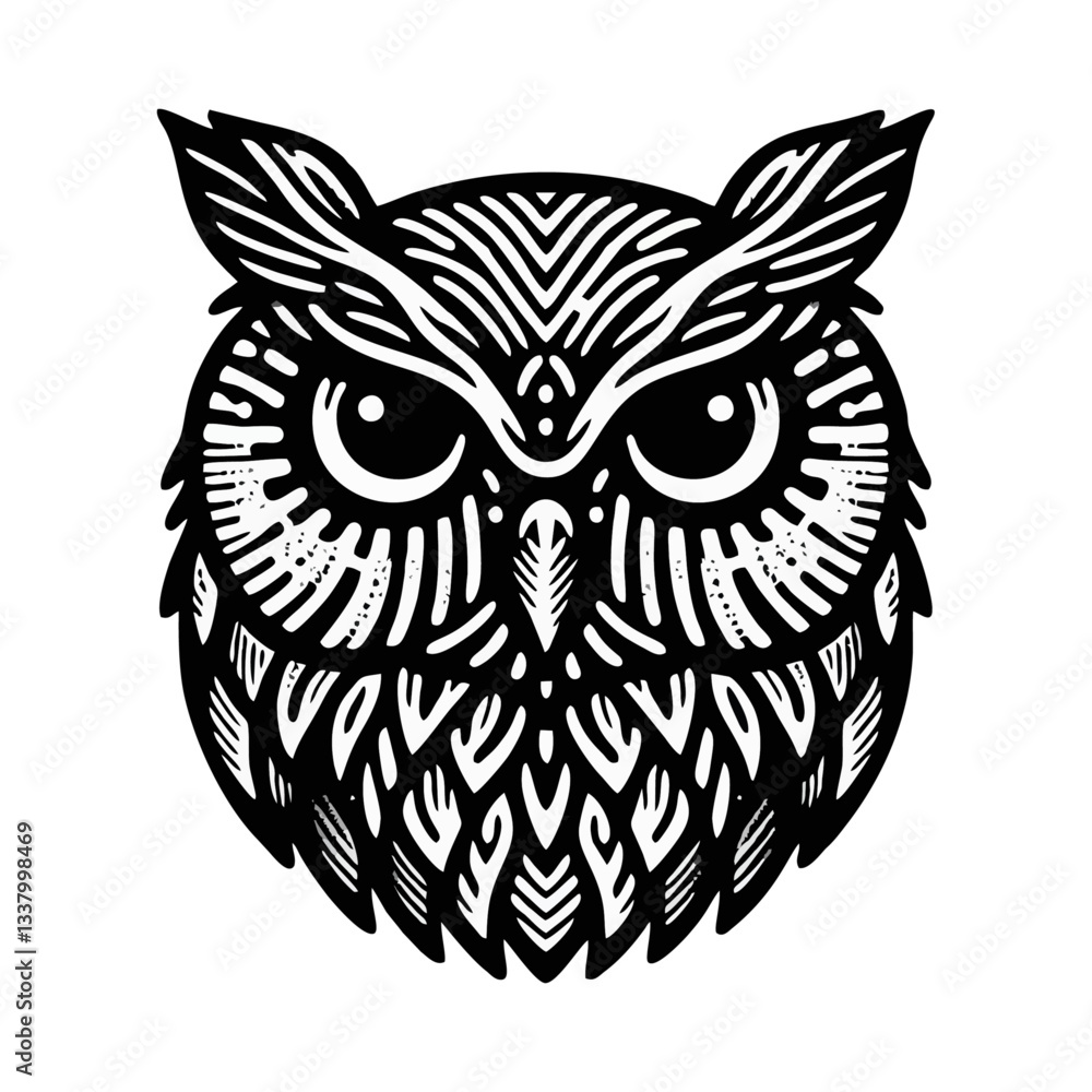 Obraz premium owl bird Engrave vector logo icon design illustration template