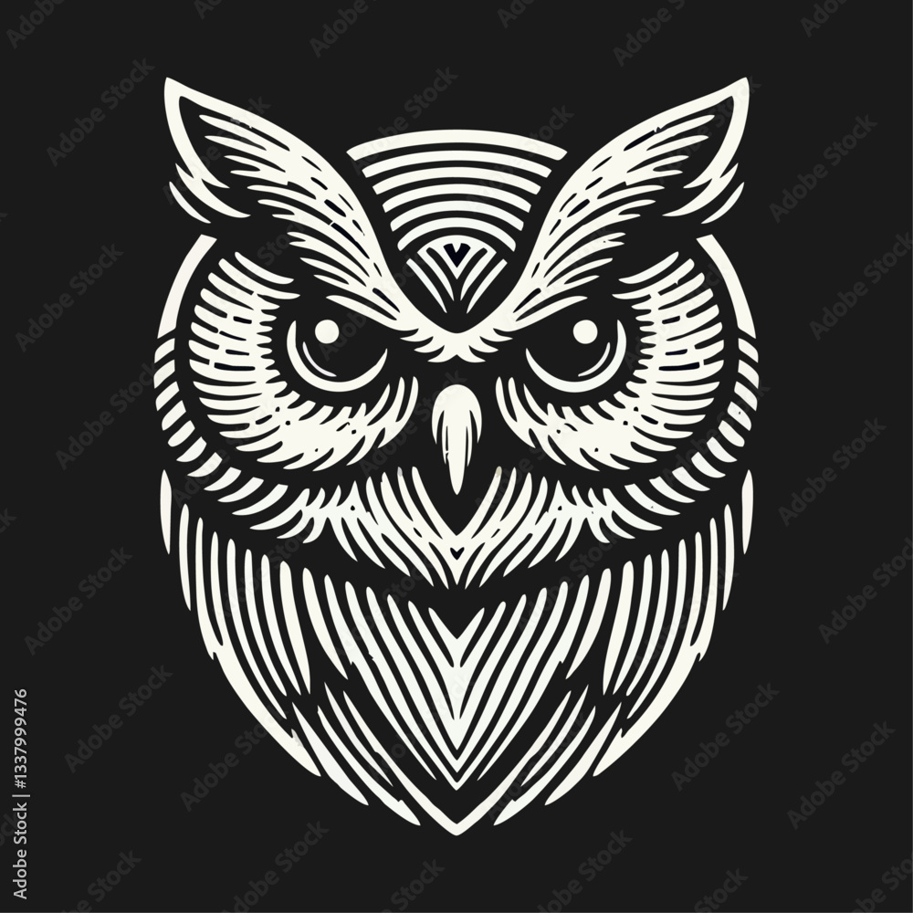 owl bird Engrave vector logo icon design illustration template owl bird Engrave vector logo icon design illustration template