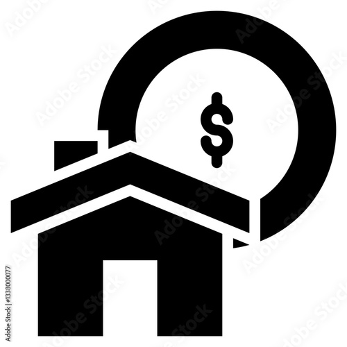 home money house loan mortgage finance property solid glyph icon