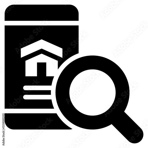 search finding magnifying home loan property finance mortgage solid glyph icon