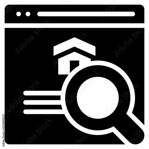 website online home loan mortgage finance search solid glyph icon