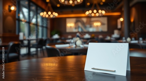 Wallpaper Mural Elegant restaurant interior with blank menu card on a polished wooden table setup Torontodigital.ca