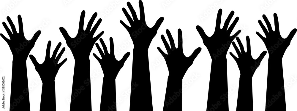 Crowd of stretched hands. Vector illustration Crowd of stretched hands. Vector illustration