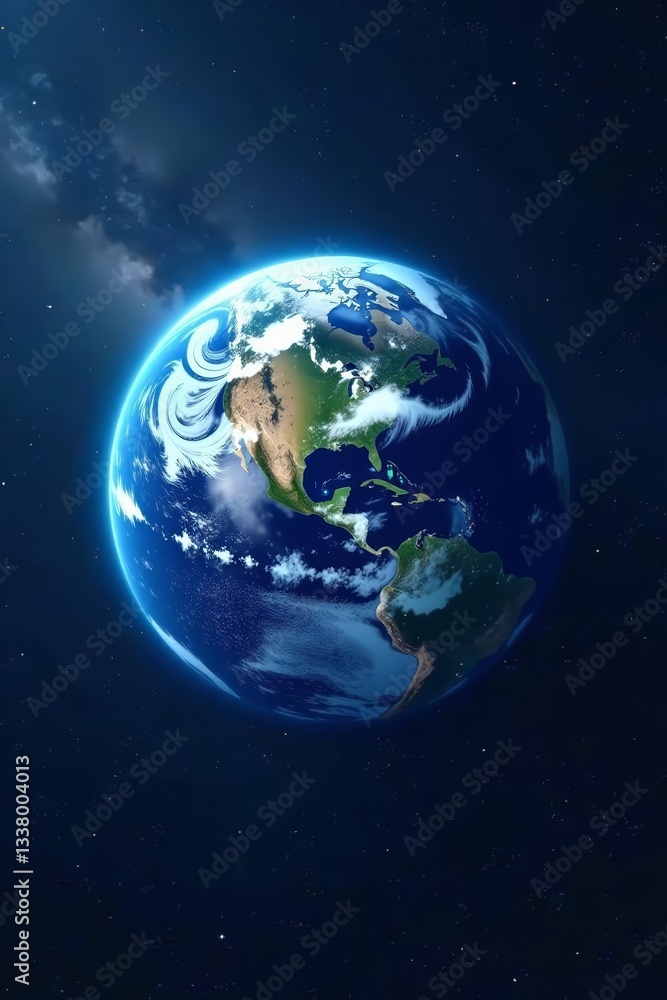 Earth as a blue planet with wispy white clouds floating in space, Earth, blue, planet Earth as a blue planet with wispy white clouds floating in space, Earth, blue, planet