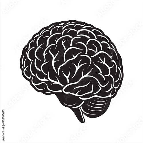 Human brain illustration Silhouette vector