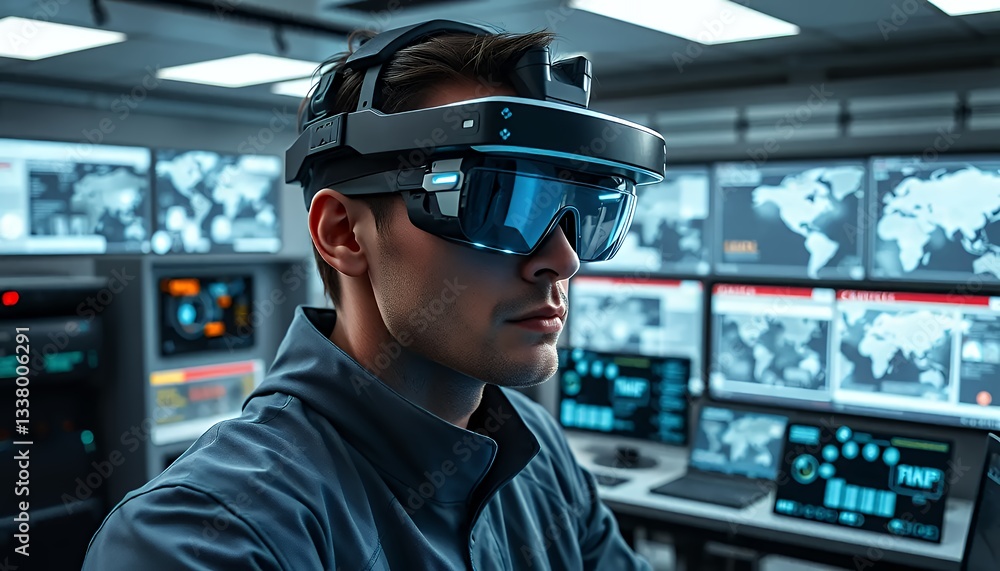 Futuristic Tech Specialist in Virtual Reality Headset Futuristic Tech Specialist in Virtual Reality Headset