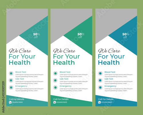  Medical and clinic rack card roll up banner design
