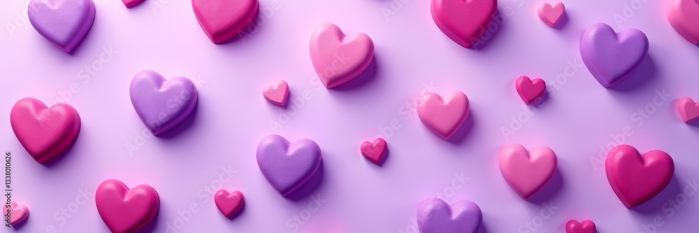 Seamless pattern of purple candy hearts on a soft lavender background, pastel, romance Seamless pattern of purple candy hearts on a soft lavender background, pastel, romance