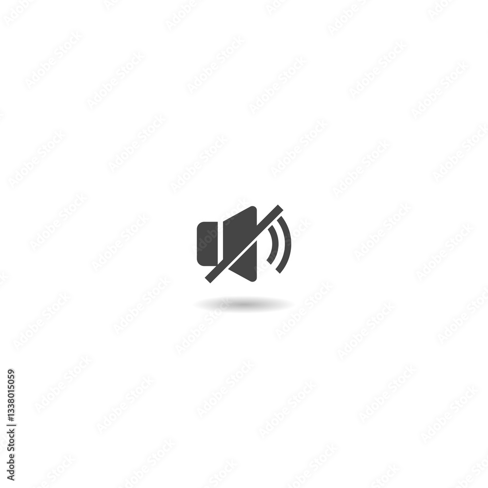 Speaker mute icon isolated with shadow Speaker mute icon isolated with shadow