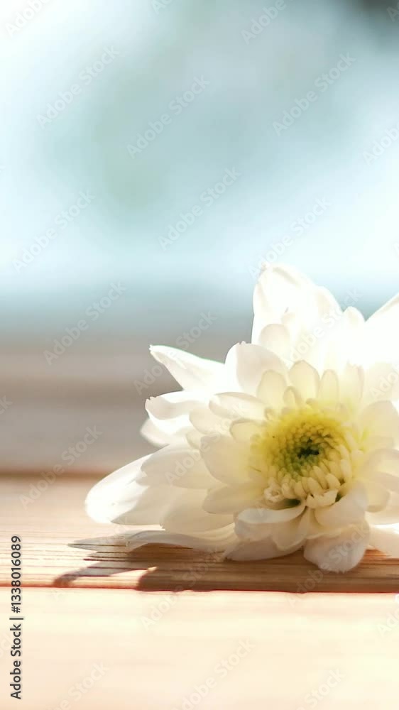 Chrysanthemum on Wooden Surface in Thailand Chrysanthemum on Wooden Surface in Thailand
