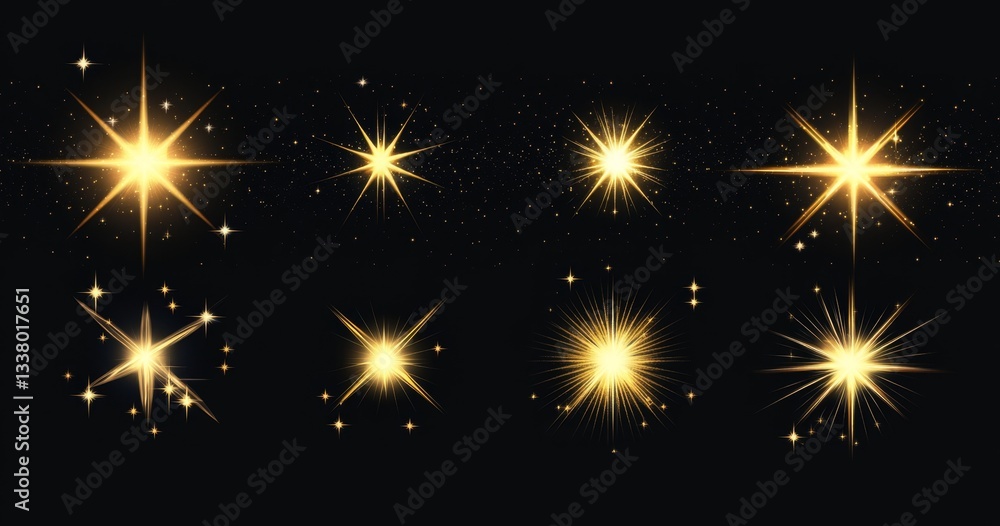 Naklejka premium Golden starburst effects set