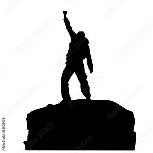 silhouette of a man on a cliff, logo ,illustration