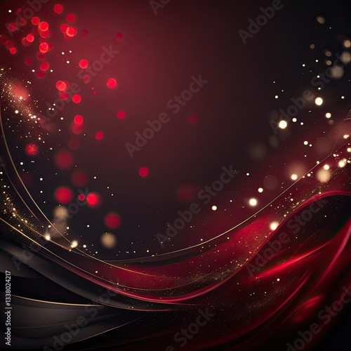 a deep, dark red background with a rich gradient effect, smoothly blending from near-black crimson to intense burgundy red. elegant, soft glowing bokeh lights subtly scattered throughout for a dreamy 