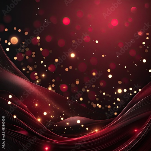 a deep, dark red background with a rich gradient effect, smoothly blending from near-black crimson to intense burgundy red. elegant, soft glowing bokeh lights subtly scattered throughout for a dreamy 