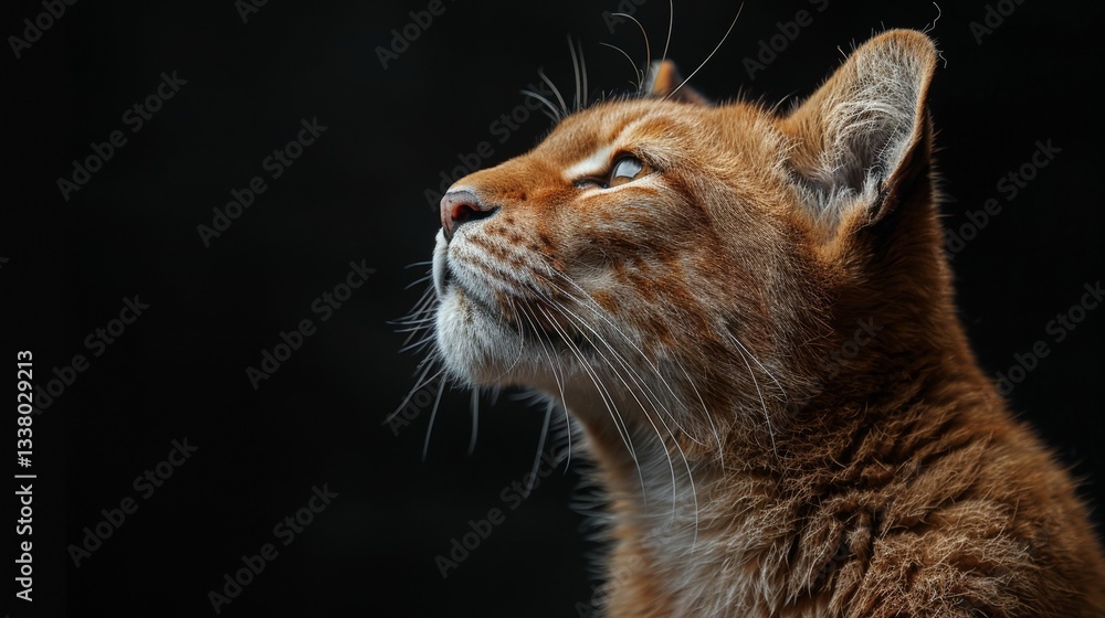 Obraz premium A cat with a black background looking up