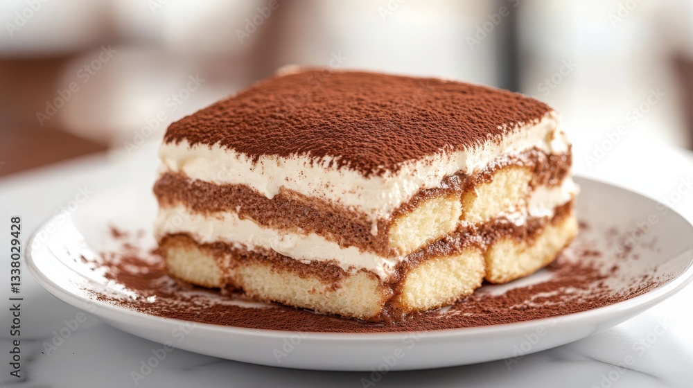 Delicious Slice of Cake on Elegant Plate with Whimsical Presentation Style Delicious Slice of Cake on Elegant Plate with Whimsical Presentation Style