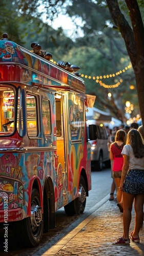 Colorful Food Truck at Night Market