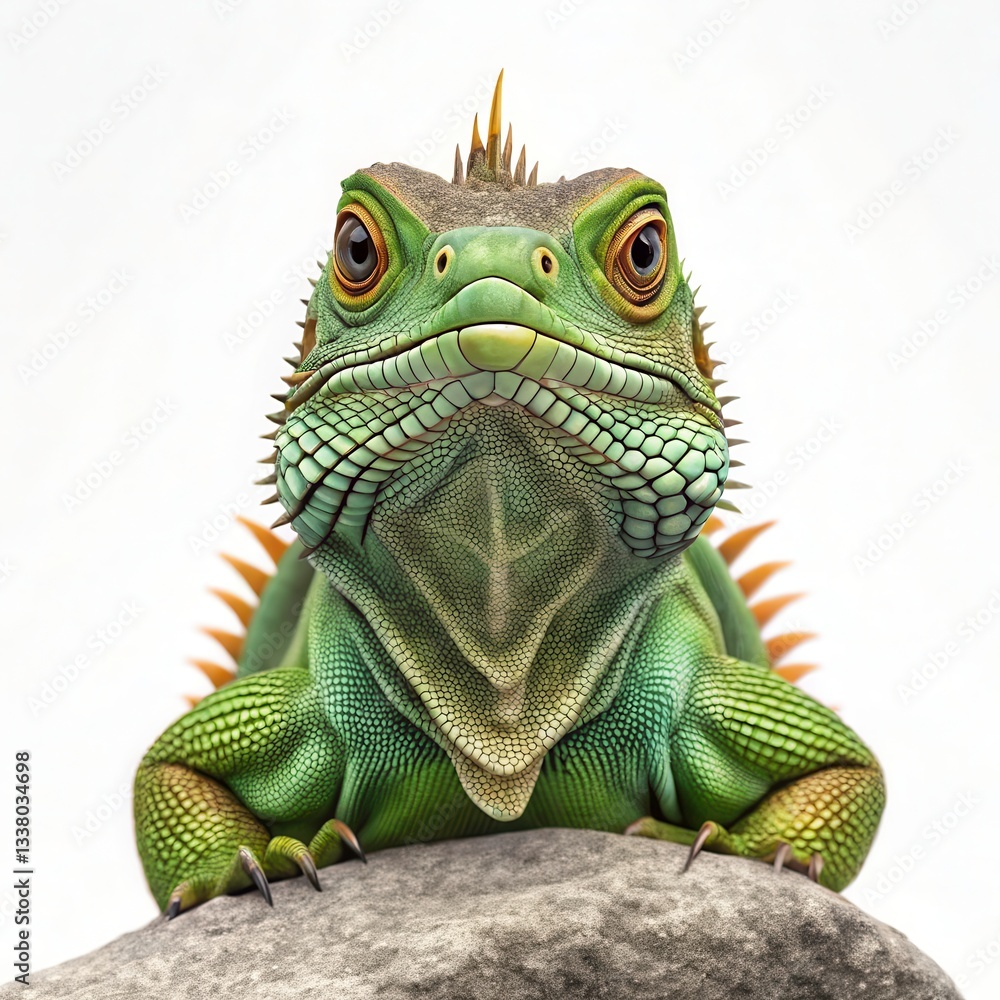 Fototapeta premium Spiny Iguana Perched on a Rock in Close-Up View Showcasing Vibrant Colors and Textures Generative AI