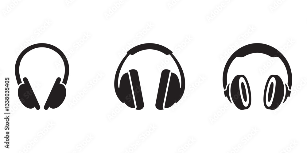 Headphone Icons Silhouette Vector Illustration Headphone Icons Silhouette Vector Illustration