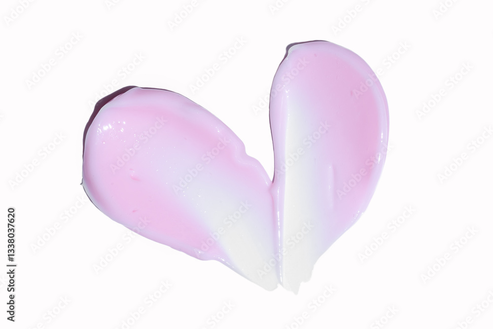 cream strokes isolated on white background. pink drops cream smear smudge sample. face or body skincare product swatch. showcase of the product cream strokes isolated on white background. pink drops cream smear smudge sample. face or body skincare product swatch. showcase of the product