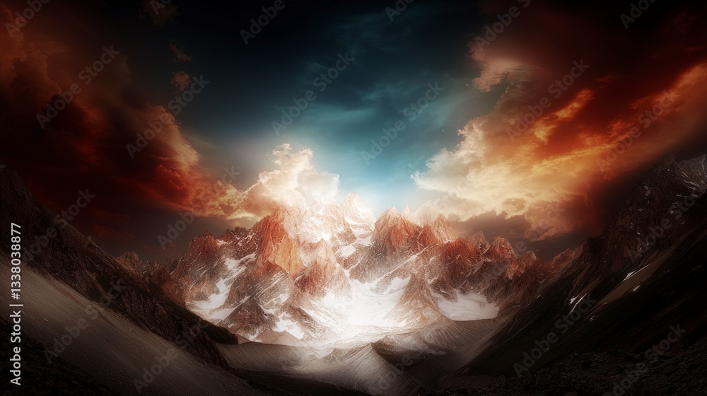 Naklejka premium Majestic Mountain Panorama Dramatic Sky High Resolution Landscape