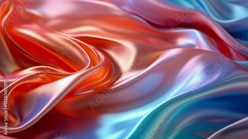 Wallpaper Mural Holographic fabric showcasing vibrant wavy patterns in a blend of radiant colors and textures Torontodigital.ca