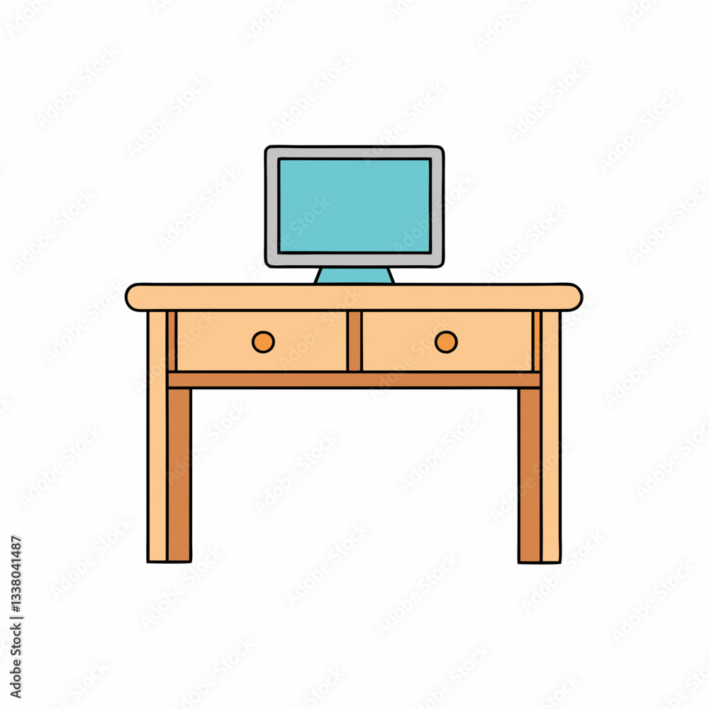 vector illustration of a computer desk vector illustration of a computer desk