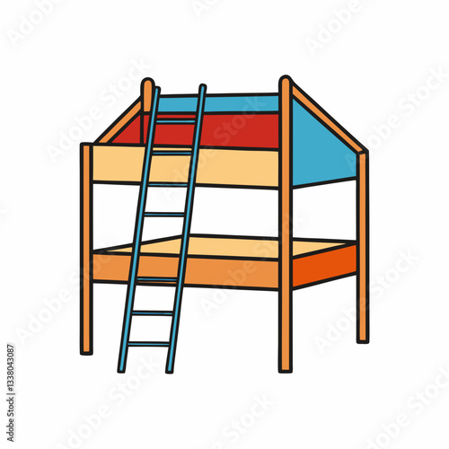 vector illustration of loft bed