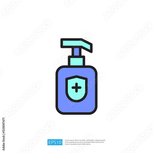 Disinfectant Pump Bottle Icon Symbol for Clean and Disinfect Health and Hygiene