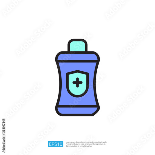 Vector Icon of a Disinfectant Bottle Representing Clean and Sanitize Solutions for Hygiene and Health Safety