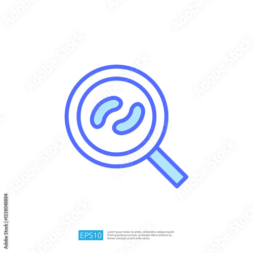 Clean and Disinfect Icon with Magnifying Glass and Bacteria Representation for Health and Hygiene Awareness in Healthcare Illustrations