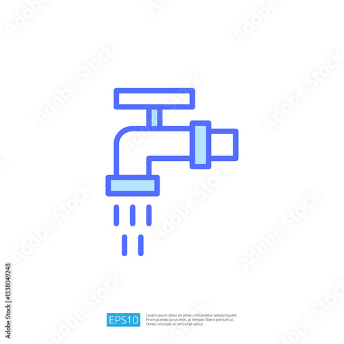 Clean Water Tap Icon with Flowing Water Representing Hygiene and Disinfecting Solutions in a Modern Design for Environmental Safety