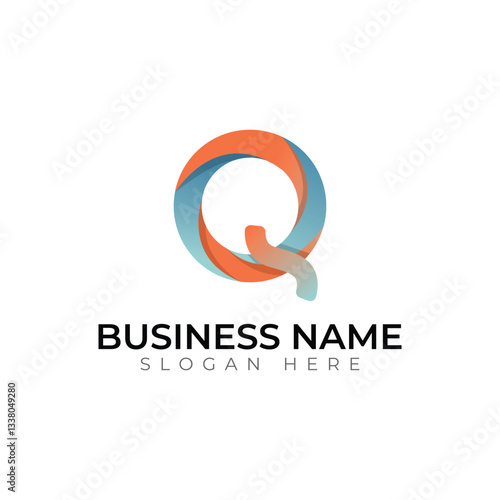 Q letter abstract typography creative logo design