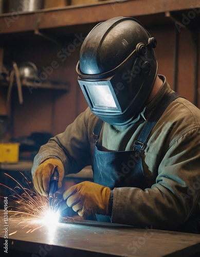 worker welding metal