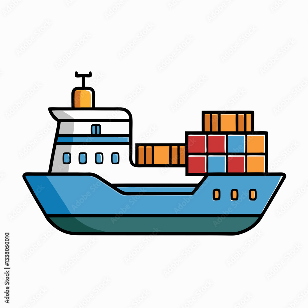 vector illustration of a cargo ship vector illustration of a cargo ship