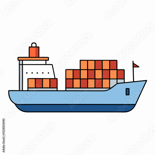 vector illustration of a cargo ship