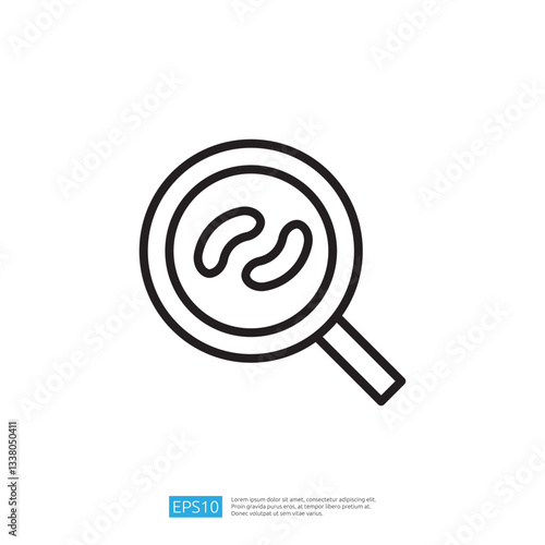 Magnifying Glass Icon Focusing on Bacteria for Clean and Disinfecting Practices in Health and Hygiene Inspections