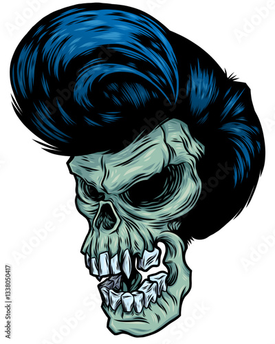 Rockabilly Skull with a Pompadour