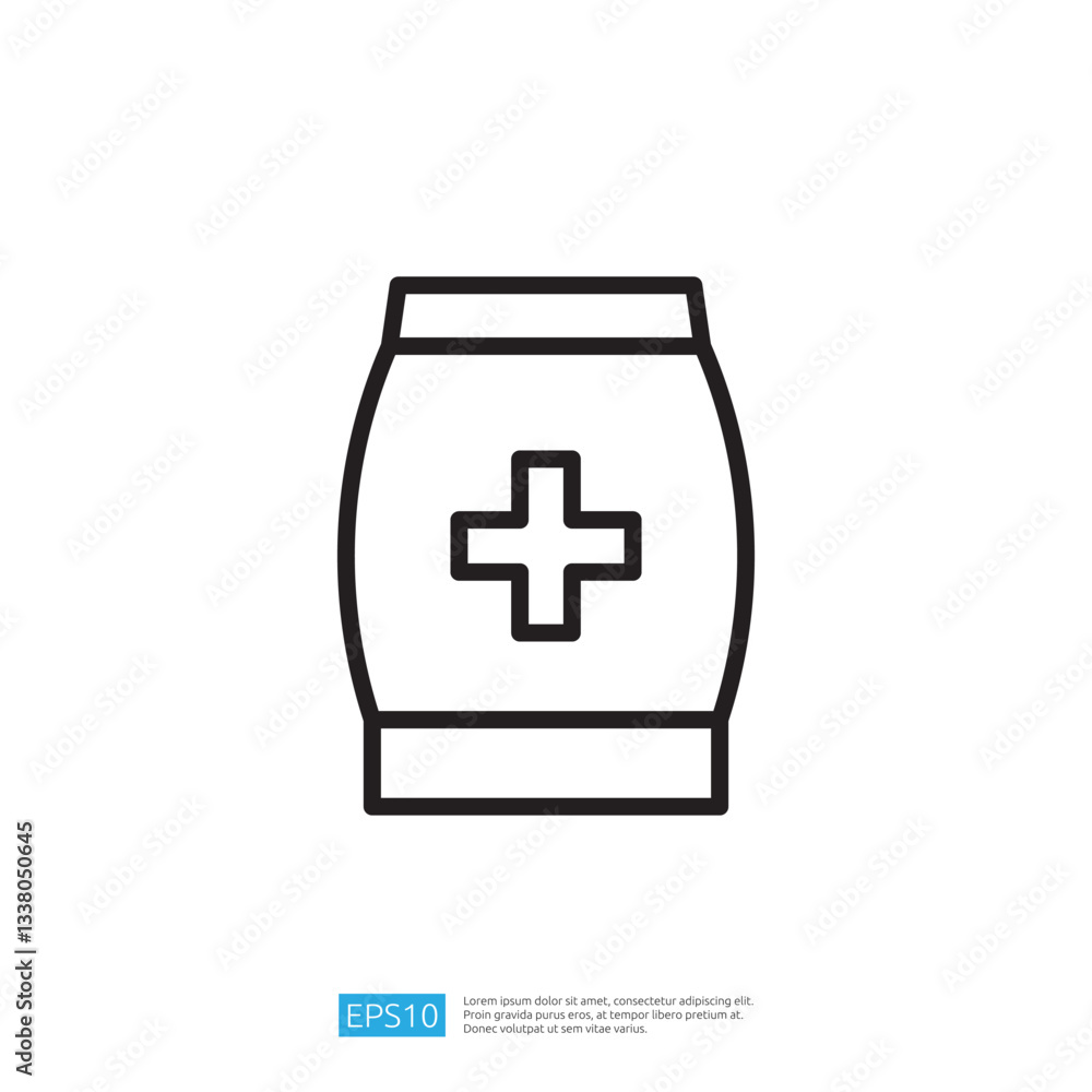Obraz premium Icon of a Cleaning and Disinfecting Solution Container with Medical Cross Symbol Representing Health Safety and Hygiene Practices