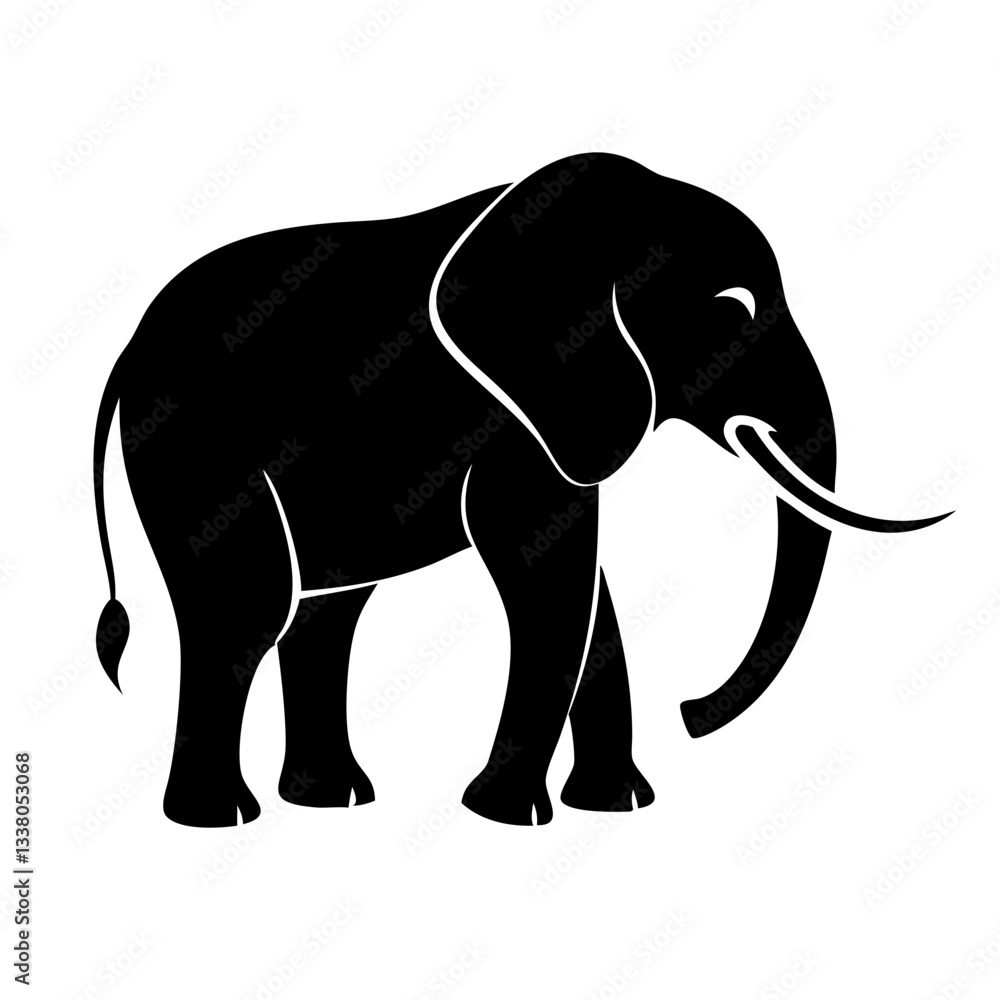 Fototapeta premium Simple elephant outline with clean lines, perfect for modern branding and logos.