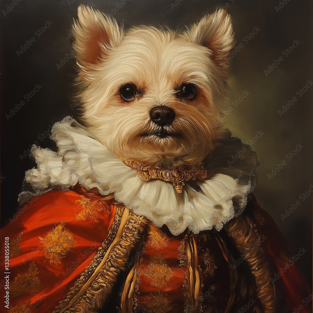 Gorgeous oil painting of a European noble dog