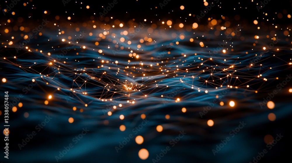 Obraz premium Abstract Digital Network Glowing Nodes AI Connectivity Technology Background