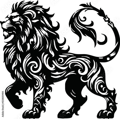 Wallpaper Mural Royal heraldic lions. Black silhouette of rampant lion and griffins for logo or coat of arms. Premium wild animal crest symbol. Flat vector illustration collection isolated on white background Torontodigital.ca