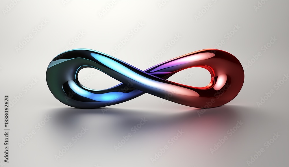 Fototapeta premium Abstract 3D Render of Colorful Infinity Symbol Polished Metal Surface Design