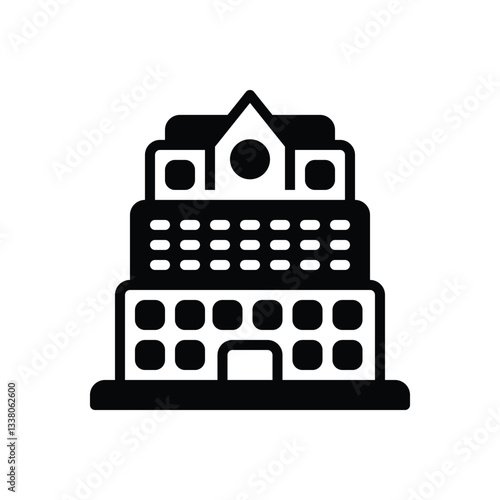Black solid icon for hotel