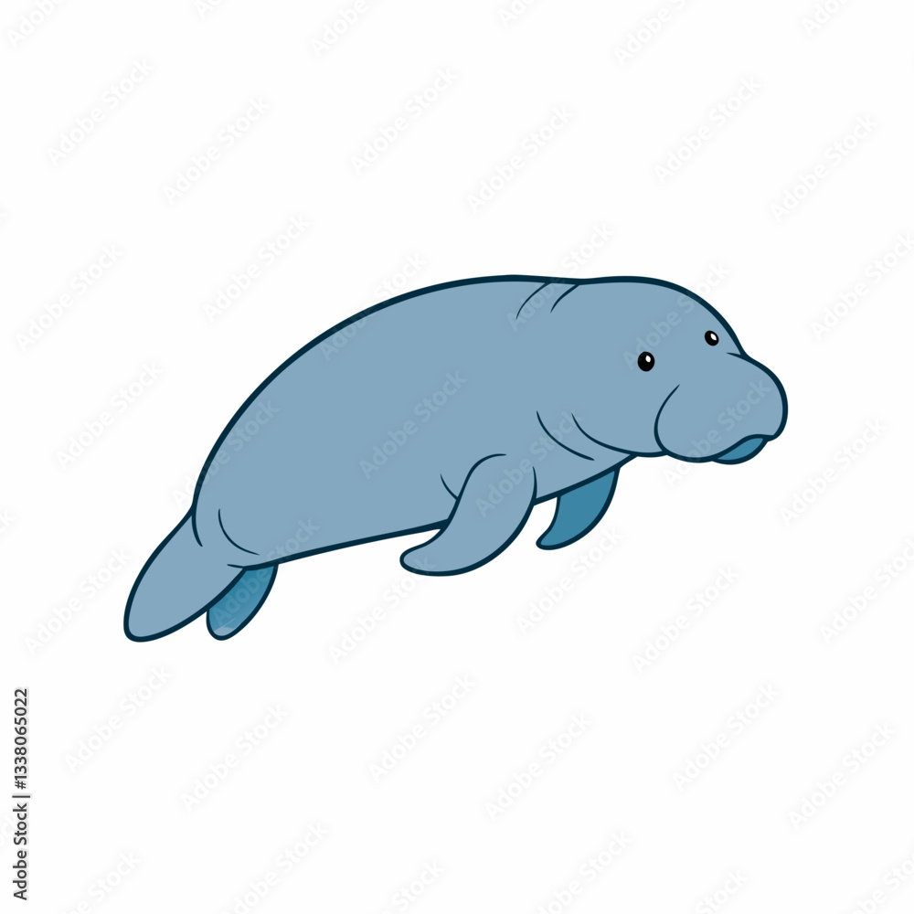 vector illustration of a cartoon dugong vector illustration of a cartoon dugong