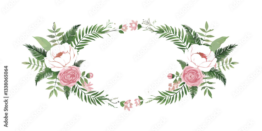 Fototapeta premium Elegant floral wreath with soft roses