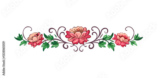 Ornamental floral divider with pink roses