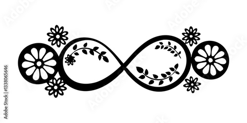Black floral infinity symbol ornament