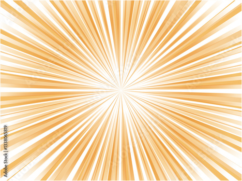 鮮やかに放射するイメージの橙色集中線背景